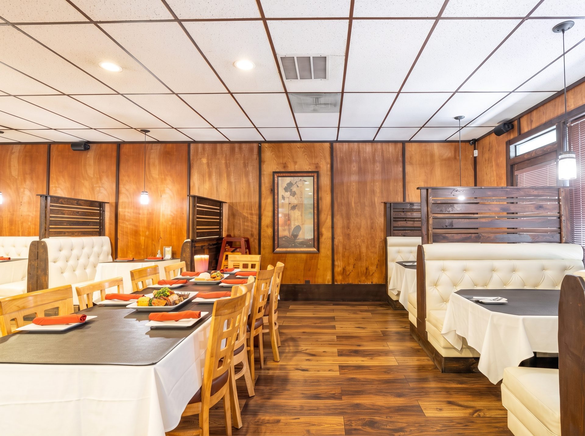 A warm neighborhood dining room